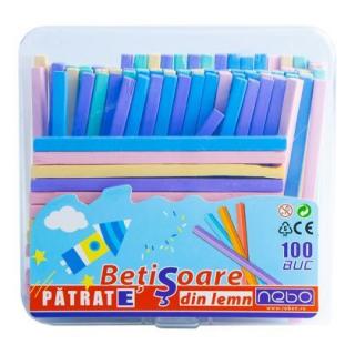 Betisoare din lemn culori pastel 100buc/set nebo 16752