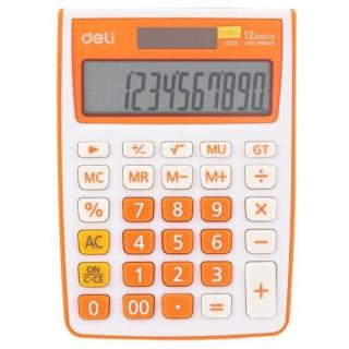 Calculator birou 12dig alb-portocaliu 1238 deli dle1238o+++