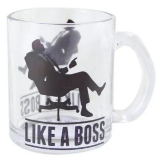 Cana din sticla transparenta like a boss 300 ml 8009