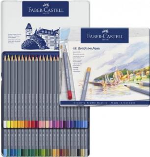 Creioane Colorate Aquarelle, 48 Culori, Goldfaber, Cutie Metalica, FC114648