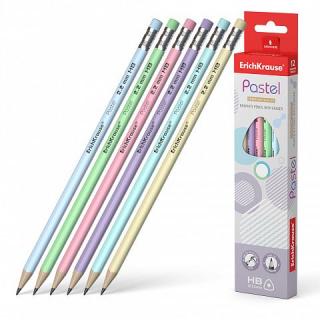 Creion grafit triunghiular cu radiera pastel hb erich 56006