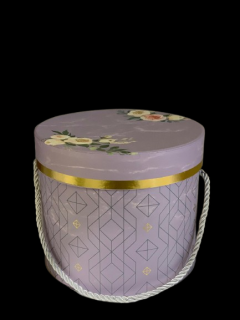 Cutie cadou rotunda cu capac si snur 6186-2