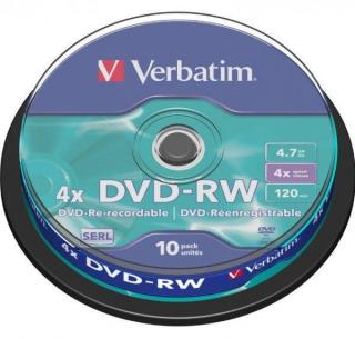 Dvd-rw verbatim 4.7gb 4x 10/set 43552