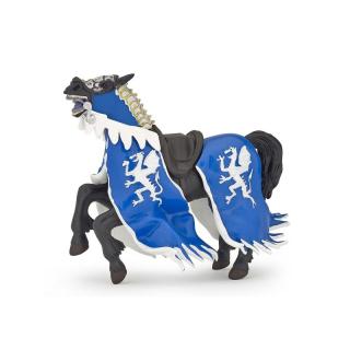 Figurina calul regelui cu blazon dragon albastru papo39389