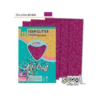 Hartie buretata adeziva glitter roz sc1234 / coala