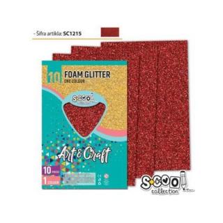 Hartie buretata glitter rosie 20x30cm sc1215