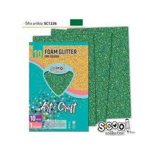 Hartie buretata glitter verde inchis 20x30cm sc1226