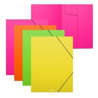 Mapa cu elastic A4, 4 culori neon mat, Erich 50388