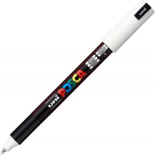 Marker uni pc-1mr posca 0.7mm varf fin metalic alb