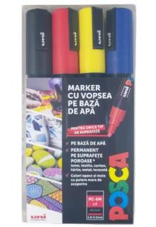 Marker uni pc-5m posca 18-25mm set 4 culori