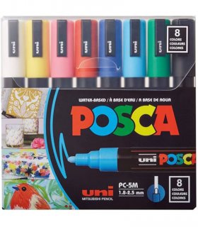 Marker uni pc-5m posca 18-25mm set 8 culori  medium