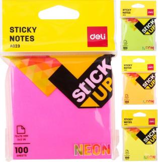 Notes adeziv 76*76mm 100 file neon deli dlea02302