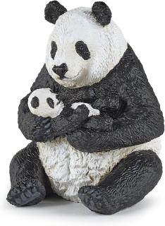 Papo figurina urs panda sezand cu pui in brate papo50196