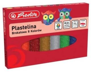 Plastilina herlitz set 8 culori glitter 9589003