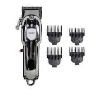 Masina de tuns cu acumulator, Geemy GM-6716 Silver, Accesorii incluse, Lame din titan