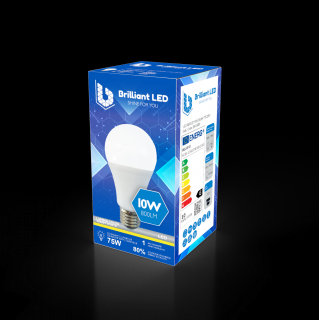 Bec Brilliant LED, 10W (75W), 800lm, lumina calda 3000k, 220V, E27
