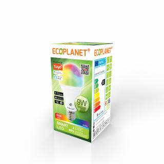 Bec LED Inteligent A60 Ecoplanet SMART, 9W (75W), 810 LM - Tuya, Google Assistant + Alexa, Wi-Fi, RGB+CW+DIM, E27, F, Mat