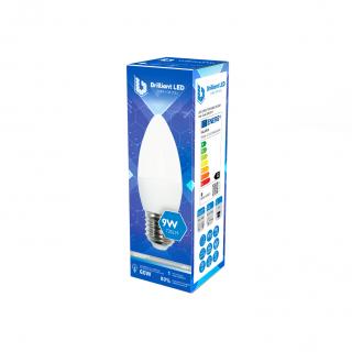 Bec lumanare Brilliant LED, 9W (60W), 720lm, lumina rece 6500k, 220V, E27