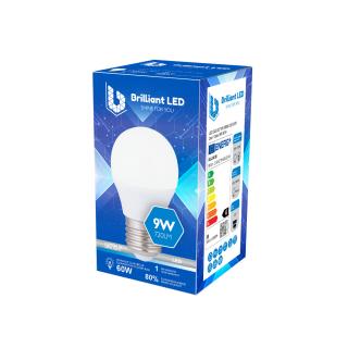 Bec sferic Brilliant LED, 9W 60W, 720lm, lumina rece 6500k, 220V, E27