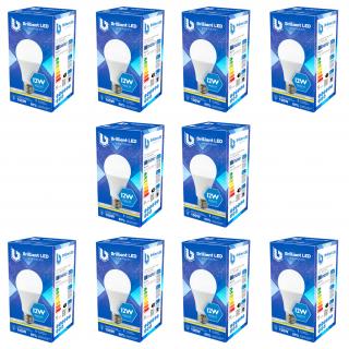 Set 10 Buc - Bec Brilliant LED, 12W (100W), 960lm, lumina calda 3000k, 220V, E27