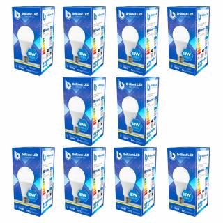 Set 10 Buc - Bec Brilliant LED, 18W (150W), 1440lm, lumina calda 3000k, 220V, E27