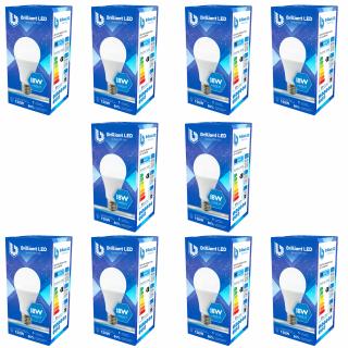 Set 10 Buc - Bec Brilliant LED, 18W (150W), 1440lm, lumina rece 6500k, 175-265V, E27