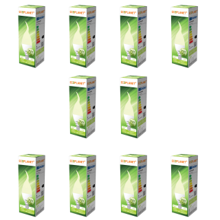 Set 10 Buc - Bec LED Ecoplanet lumanare flacara C35, E14, 7W (60W), 630LM, F, lumina neutra 4000K, Mat