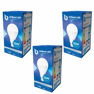 Set 3 Buc - Bec LED A80 Brilliant LED, E27, 25W (175W), 2000LM, G, lumina rece 6500K, Mat