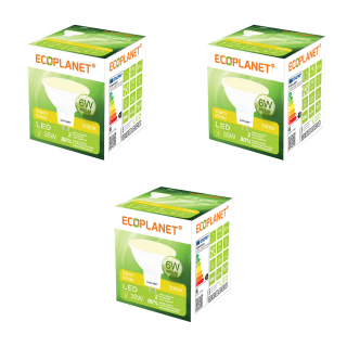 Set 3 Buc - Bec LED Ecoplanet MR16 GU5.3, 6W (35W), 480 LM, G, lumina calda 3000K, Mat