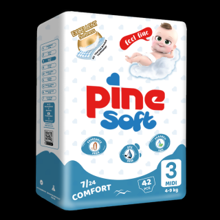 Scutece pentru bebelusi Pine Soft - Pachet Advantage - Pine Midi 4-9 kg x 42 buc