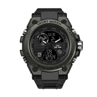 Ceas barbatesc Tio Negru Casual Sport Quartz Analog Digital Cronometru Alarma