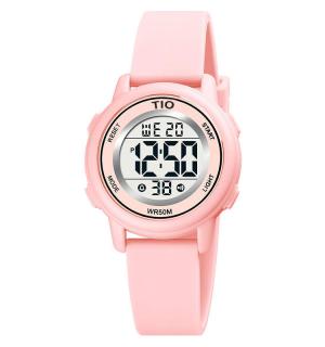 Ceas copii pentru fete TIO Sport Digital Casual Alarma Cronometru Roz