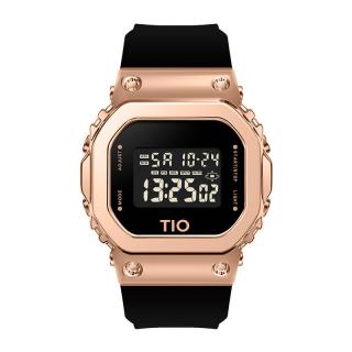 Ceas de mana dama TIO Casual Sport Fashion Afisaj Digital Alarma Lumina de fundal negru auriu
