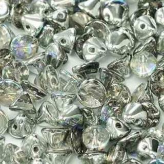 Margele cehesti Button 4 mm Crystal Silver Rainbow