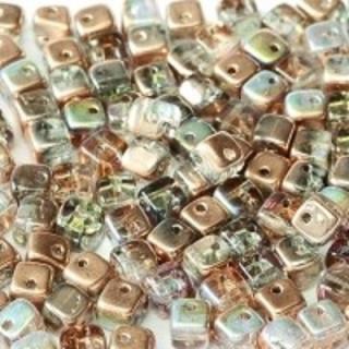 Margele cehesti Crisscross cube Crystal Copper Rainbow 2hole