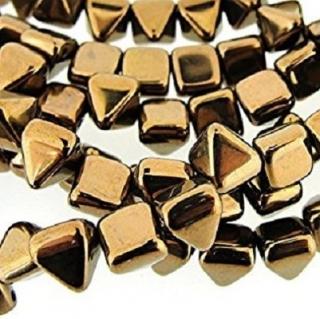 Margele cehesti Piramida 6x6 mm Jet bronze