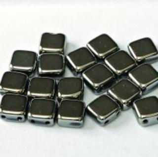 Margele cehesti Square 6x6 mm Jet Full Chrome, 2hole