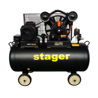 Compresor aer Stager HMV0.6 200-10 453010620010, 200L, 10bar, 600L min, trifazat, angrenare curea