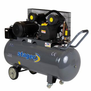 Compresor aer Stager HMV0.6 200 4530106200, 200L, 8bar, 600L min, trifazat, angrenare curea