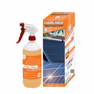 Detergent dezincrustant CLEANEX PANSOL pentru exteriorul panourilor solare termo-solare plane, cu tuburi vidate si fotovoltaice,  flacon 1 litru