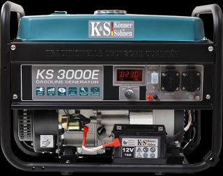 Generator de curent pe benzina Konner  Sohnen KS 3000E, 3.0 kW, benzina, 7.0 CP, monofazat, AVR, bobinaj cupru, pornire electrica