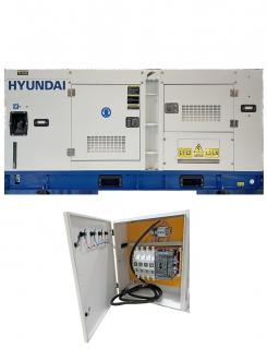 Generator de curent trifazat cu motor diesel HYUNDAI DHY100L, 1500 RPM, insonorizat, rezervor 260 L, 88 kw, 100 KVA + ATS