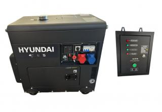 Generator de curent trifazat cu motor diesel Hyundai DHY8601SE-T 8 kVA, insonorizat cu automatizare trifazata