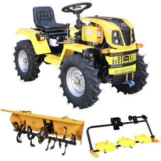 Minitractor ProGARDEN Campo T12 V25.1 4x4, 12CP, diesel, hidraulica fata-spate, roti 6.00-12 cu freza tractata si cositoare rotativa cu discuri