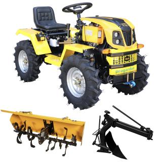 Minitractor ProGARDEN Campo T12 V25.1 4x4, 12CP, diesel, hidraulica fata-spate, roti 6.00-12 cu freza tractata si plug reversibil