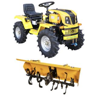 Minitractor ProGARDEN Campo T12 V25.1 4x4, 12CP, diesel, hidraulica fata-spate, roti 6.00-12 cu freza tractata