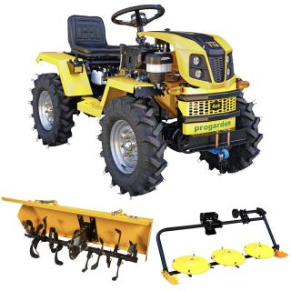 Minitractor ProGARDEN Campo T18 V25.1 4x4, 18CP, benzina, hidraulica fata-spate, roti 6.00-12 cu freza tractata si cositoare rotativa cu discuri