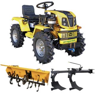 Minitractor ProGARDEN Campo T18 V25.1 4x4, 18CP, benzina, hidraulica fata-spate, roti 6.00-12 cu freza tractata si plug cu doua brazdare