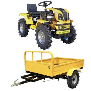 Minitractor ProGARDEN Campo T18 V25.1 4x4, 18CP, benzina, hidraulica fata-spate, roti 6.00-12 + Remorca minitractor ProGarden campo RM600CT