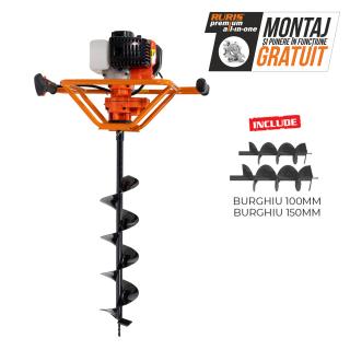 Motoburghiu RURIS TT 10, benzina 1.7CP, include burghiu 100, 150 mm